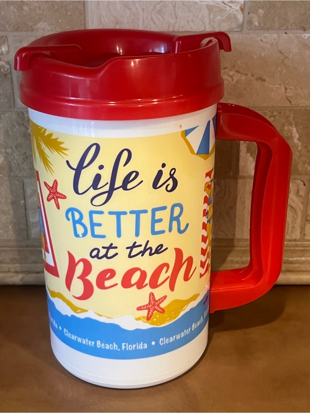 Life Is Better at the Beach Insulated Travel Mug; 32 Oz